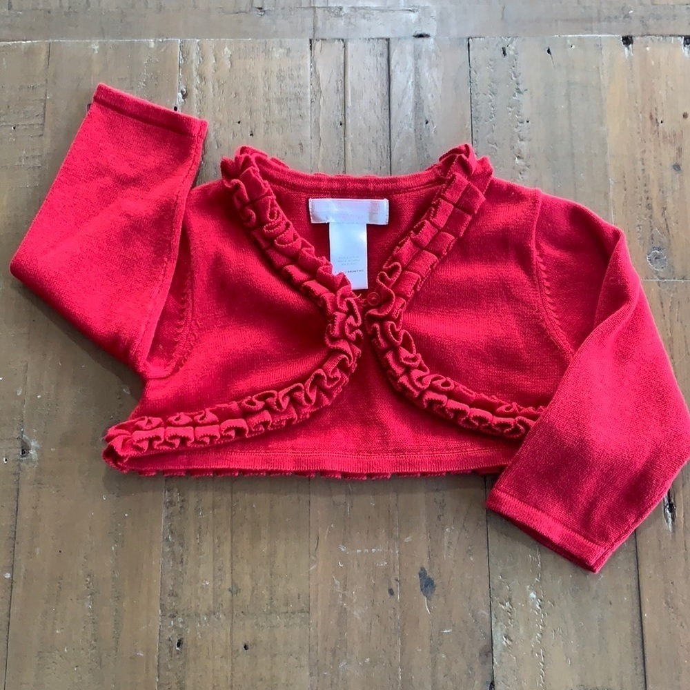 Janie and jack red ruffle cropped cardigan